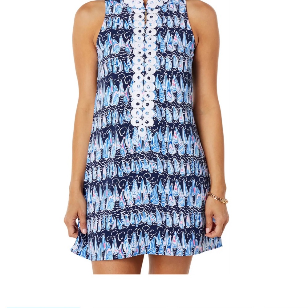 NWT Lilly Pulitzer Jane Shift Dress, 6, Low Tide Navy Sails And Stripes